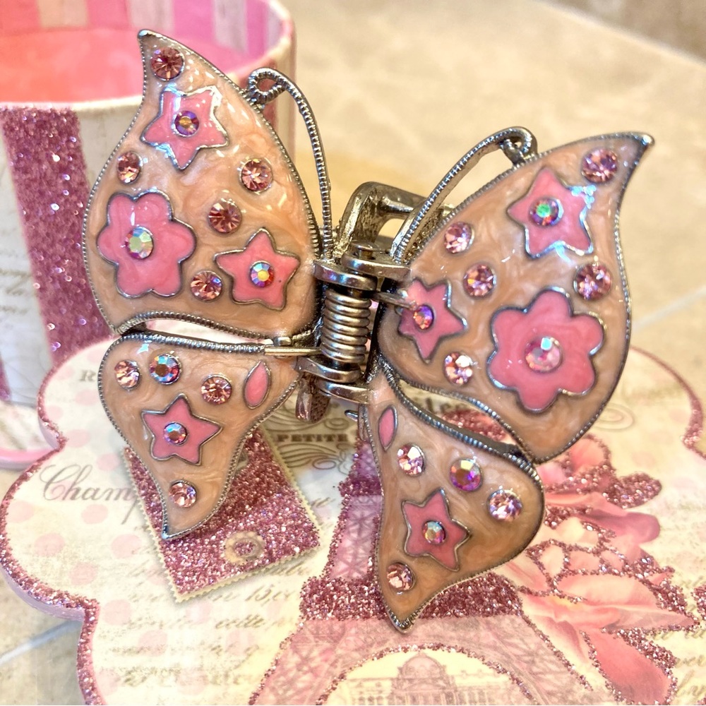 ♥️ Enamel & Rhinestone hair comb. Pretty container comes with it.